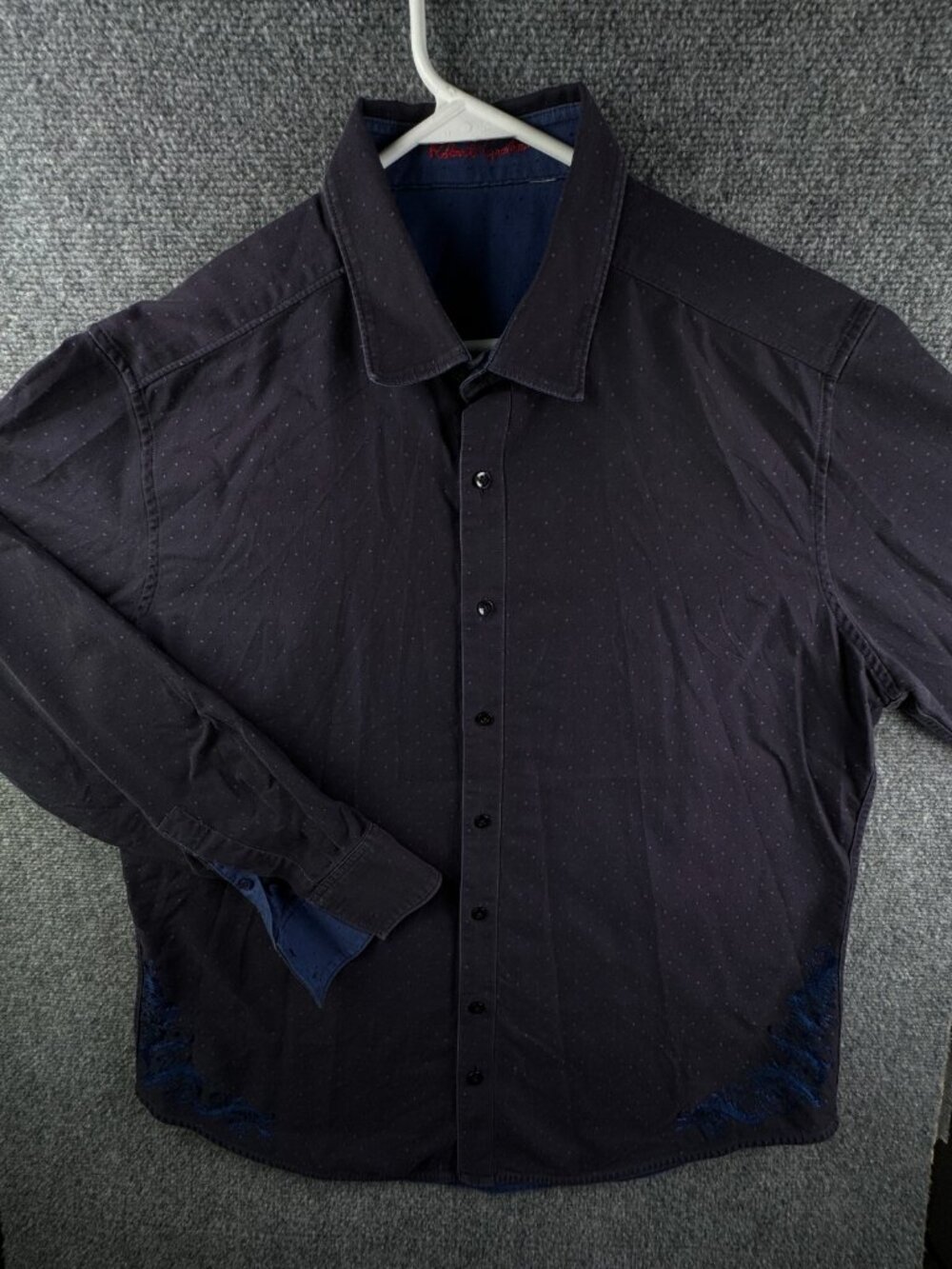Robert Graham Long Sleeve Button Up Shirt Purple Blue Dotted Cotton Size XL
